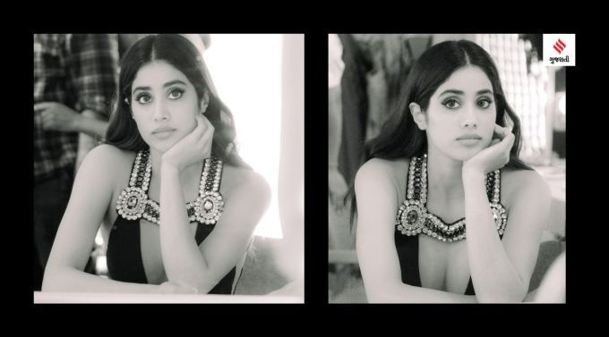 ફિલ્મ ફેર એવોર્ડ પહેલા જાન્હવી કપૂરે શેર કરેલા હોટ ફોટોશૂટમાં તેણીએ હેર ખુલ્લા રાખ્યા છે અને આંખમાં દિલકશ કાજલ લગાવ્યું છે.