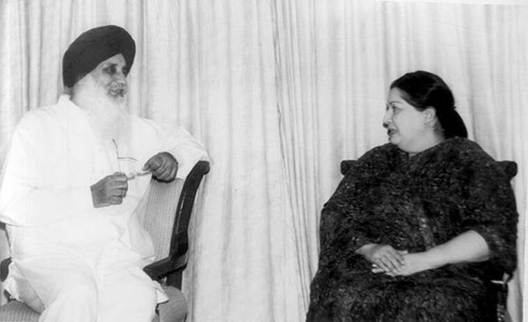 Punjab Chief Minister Parkash Singh Badal, AIADMK Supremo J Jayalalitha  