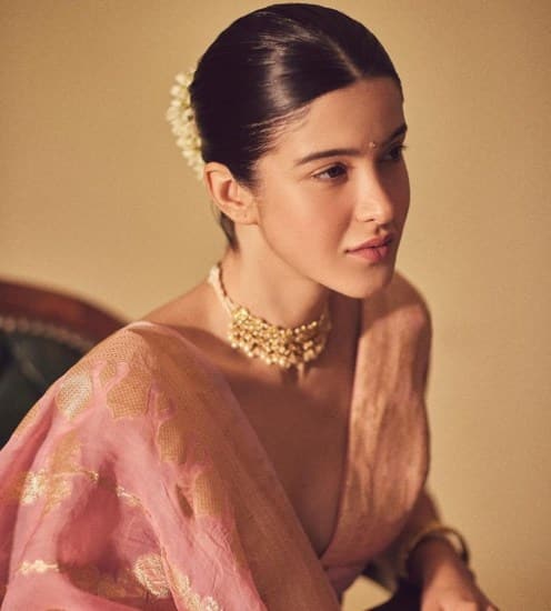 હેરસ્ટાઇલની વાત કરીએ તો, અભિનેત્રીએ મધ્યમ ભાગવાળો વાળનો બન બનાવ્યો છે જેને તેણે ગજરાથી સજાવ્યો છે.