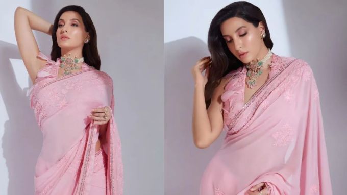 <strong>નોરા ફતેહી (Nora Fatehi)</strong><br>નોરા ફતેહીની જેમ ચોકર સ્ટાઇલમાં પર્લ જ્વેલરી પહેરી શકો છો. આ પ્રકારના દાગીના દેખાવમાં પણ ખૂબ જ સુંદર લાગે છે અને પહેરીવામાં પણ સરળતા રહે છે. (Photo - Social Media)