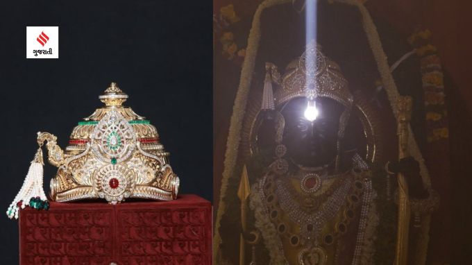 રામનવમીની અયોધ્યા સહિત દેશભરમાં ભક્તિ અને ઉત્સાહ સાથે ધામધૂમપૂર્વક ઉજવણી કરવામાં આવી છે. આથી રામ લલ્લાના દર્શન કરવા મોટી સંખ્યામાં રામ ભક્તો અયોધ્યા પહોંચ્યા છે. રામનવમી પર અયોધ્યા મંદિરમાં બિરાજમાન રામલલ્લાના કપાળ પર બપોરે સૂર્ય તિલકના દર્શન કરી ભક્તો ભાવવિભોર થઇ ગયા છે. તેમજ રામ લલ્લાની મૂર્તિ ખાસ શ્રૃંગાર કરવામાં આવ્યો છે. તેમજ રામનવમીના દિવસે પ્રભુ રામના મસ્તક ઉપર જે સૂર્વણ હીરાજડિત મુગટનો ગુજરાત ખાસ પણ ખાસ કનેક્શન છે. (Photo - @ShriRamTeerth)
