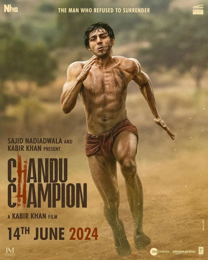 <strong>ચંદુ ચેમ્પિયન (Chandu Champion)</strong><br>કાર્તિક આર્યનની ફિલ્મ ચંદુ ચેમ્પિયન એ થિયેટરોમાં ખૂબ કમાણી કરી હતી. લોકોને તે ખૂબ જ પસંદ આવી. મેકર્સ હવે આ મૂવી ઓટીટી પર રિલીઝ કરવા માટે તૈયાર છે. આ ફિલ્મ પ્રાઇમ વીડિયો પરથી 9 ઓગસ્ટે રિલીઝ થશે. (Photo: Social Media)