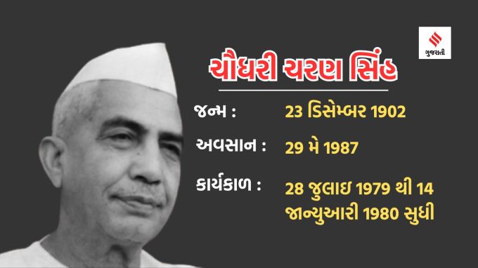 <strong>ચૌધરી ચરણ સિંહ</strong><br>ચૌધરી ચરણ સિંહ 170 દિવસ માટે ભારતના વડાપ્રધાન બન્યા હતા. તેમણે સમગ્ર જીવન દરમિયાન ખેડૂતની સ્થિતિ સુધારવા પ્રયાસ કર્યા હતા. આથી તેમની જન્મ જંયતિ 23 ડિસેમ્બરને ખેડૂત દિવસ તરીકે ઉજવાય છે.