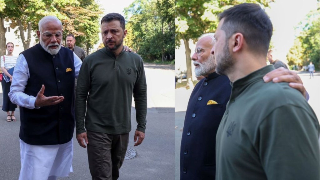 યુક્રેનના રાષ્ટ્રપતિ ઝેલેન્સ્કી સાથે પીએમ મોદીની ઉષ્માસભર મુલાકાત, ખભા પર રાખ્યો હાથ, સામે આવી તસવીર યુક્રેનના રાષ્ટ્રપતિ ઝેલેન્સ્કી સાથે પીએમ મોદીની ઉષ્માસભર મુલાકાત, ખભા પર રાખ્યો હાથ, સામે આવી તસવીર