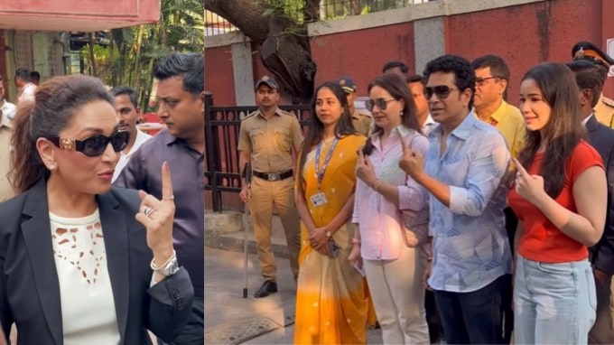 બોલિવૂડ અભિનેત્રી માધુરી દીક્ષિત પણ મતદાન કર્યું છે. ક્રિકેટના ભગવાન સચિન તેંડુલકર, પત્ની અંજલી અને દીકરી સારા તેંડુલકર સાથે મતદાન કરવા પહોંચ્યા હતા. (તસવીર: Instagram)