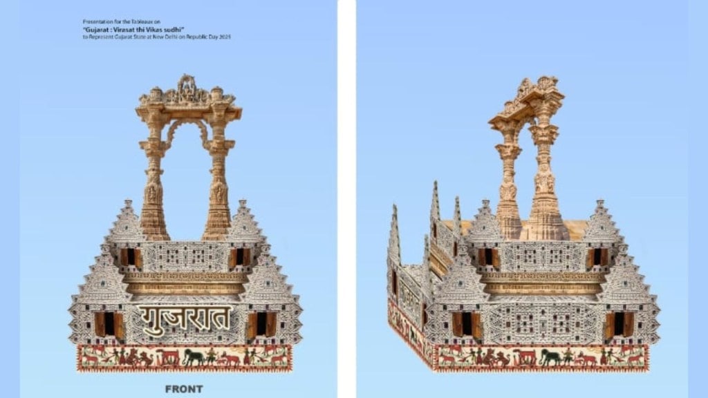 76મો પ્રજાસત્તાક દિવસ 2025: 76મા પ્રજાસત્તાક દિવસે ગુજરાતની ઝાંખીમાં શું ખાસ હશે? સદીનું ગુજરાત સાંસ્કૃતિક પ્રવેશદ્વાર ‘કીર્તિ તોરણ’ છે. (ફોટો: GujaratGov) 76મો પ્રજાસત્તાક દિવસ 2025: “ગોલ્ડન ઈન્ડિયા: હેરિટેજ એન્ડ ડેવલપમેન્ટ” થીમ હેઠળ પ્રજાસત્તાક દિવસની ઉજવણી, 12મી સદીના વડનગરના આનર્તપુરના સોલંકી યુગના ‘કીર્તિ તોરણ’થી લઈને 21મી સદીની અજાયબી સુધી ગુજરાતના સાંસ્કૃતિક વારસાને દર્શાવે છે. ‘સ્ટેચ્યુ ઓફ યુનિટી’. તેમજ સંરક્ષણ-ટેક્નોલોજી-ઓટોમોબાઈલ અને મેન્યુફેક્ચરિંગ ક્ષેત્રે રાજ્યની વિવિધ વિકાસ પહેલો અસરકારક રીતે દર્શાવવામાં આવી છે. આ વર્ષે 76મી પ્રજાસત્તાક દિવસની પરેડમાં 14 રાજ્યો અને કેન્દ્રશાસિત પ્રદેશો અને કેન્દ્ર સરકારના વિવિધ વિભાગોની 16 ટેબ્લો સહિત કુલ 30 ટેબ્લો દર્શાવવામાં આવશે. 12મી સદીના ગુજરાતના સાંસ્કૃતિક પ્રવેશદ્વાર ‘કીર્તિ તોરણ’ની બાજુમાં વડનગરમાં આંશિક રીતે સ્થિત ગુજરાતની ઝાંખી. સદીનો મહિમા, 182મી સદી. સરદાર પટેલની એક મીટર ઊંચી પ્રતિમા, ‘સ્ટેચ્યુ ઓફ યુનિટી’. જે વિશ્વની સૌથી ઊંચી પ્રતિમા છે. આ બે વારસો વચ્ચે ગુજરાતમાં વિવિધ ક્ષેત્રોમાં થયેલા જબરદસ્ત વિકાસની પ્રતિકૃતિઓ છે. તે સંરક્ષણ, ટેક્નોલોજી, ઓટોમોબાઈલ અને ઉત્પાદન ક્ષેત્રે ‘આત્મનિર્ભર ભારત’ હેઠળ ગુજરાતના વિવિધ પ્રોજેક્ટનું નિરૂપણ કરે છે. ઝાંખીના પાછળના ભાગમાં ભારતીય વાયુસેનાના C-295 એરક્રાફ્ટનું એક યુનિટ છે. આ પણ વાંચોઃ ગ્રે વાળથી છુટકારો મેળવો? ગુજરાતના ઉદ્યોગને પ્રદર્શિત કરતી આ ગ્રે હેર રેમેડીઝ અજમાવી જુઓ ઝાંખીના પાછળના ભાગમાં ભારતીય વાયુસેનાના C-295 એરક્રાફ્ટનું એક યુનિટ છે જેનું નિર્માણ વડોદરામાં ટાટા એડવાન્સ્ડ સિસ્ટમ્સ લિમિટેડ દ્વારા કરવામાં આવી રહ્યું છે, જે સંરક્ષણ ટેકનોલોજીમાં ‘આત્મનિર્ભર ભારત’ પ્રોજેક્ટ પૈકી એક છે. સેક્ટર, નીચે અમદાવાદમાં સાબરમતી રિવરફ્રન્ટ સાથે. જ્યાં બે કાંઠાને જોડતા ‘અટલ બ્રિજ’ને એન્જિનિયરિંગ અજાયબી કહેવામાં આવે છે. સેમિકન્ડક્ટર ચિપ્સ અને વિવિધ સંબંધિત ઉપકરણો ગુજરાતમાં સેમિકન્ડક્ટર ઉત્પાદન ક્ષેત્રની વિશાળ રોકાણ સાથેની સફળતા દર્શાવે છે અને તેના હેઠળ ગુજરાતનો ઓટો અને મશીનરી ઉદ્યોગ ઓટોમોબાઈલ-મેન્યુફેક્ચરિંગ હબ તરીકે ઉભરી રહ્યો છે. .ઇન્ડિયન એક્સપ્રેસ ગુજરાતી પર આજના તાજા ગુજરાતી સમાચાર અને ટ્રેન્ડિંગ સમાચાર વાંચો. અહીં તમને ગુજરાત, રમતગમત, ધર્મ, વ્યવસાય, જીવનશૈલી, મનોરંજન, કારકિર્દી તેમજ ભારત અને વિશ્વભરના દૈનિક સમાચારો ગુજરાતી ભાષામાં મળશે. અમને ફોલો કરોFacebookTwitterwhatsapp