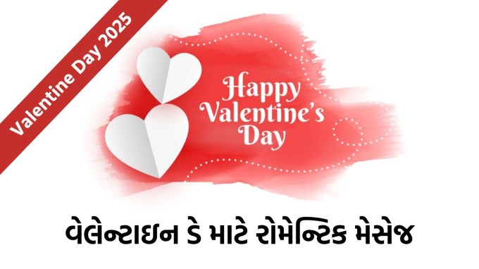 વેલેન્ટાઇન ડે ના દિવસે લોકો તેમના જીવનસાથીઓને ગુલાબ, ચોકલેટ અને અન્ય વિવિધ ભેટો આપે છે અને તેમના હૃદયની વાત કરીને તેમના પ્રેમનો અભિવ્યક્તિ કરે છે. જો તમે પણ તમારા ખાસ વ્યક્તિ કે ગર્લફ્રેન્ડને ખાસ અનુભવ કરાવવા માંગતા હો, તો ચોક્કસપણે રોમેન્ટિક અને પ્રેમથી ભરપૂર સંદેશ મોકલી શકો છો. આવા સંદેશાઓ કે કાર્ડ જોઈને તે ખૂબ ખુશ થશે. આવામાં અમે અહીં કેટલાક સારા સંદેશ વિચારો લાવ્યા છીએ જે તમે તમારા પ્રિયજનને મોકલી શકો છો. (તસવીર: Freepik)