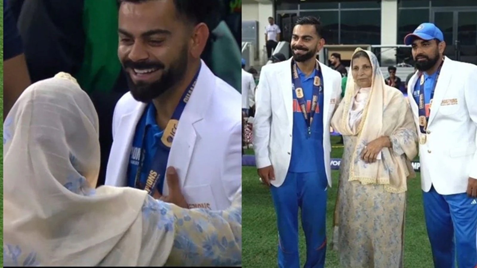 Champions trophy 2025 : જીત પછી, Virat Kohli એ મોહમ્મદ શમીના માતાના પગને સ્પર્શ કર્યો .