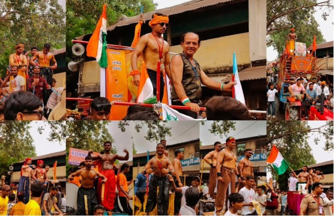 <strong>રથયાત્રામાં અખાડાના પહેલવાનોનું આકર્ષણ</strong><br>રથયાત્રાનું સૌથી મોટં આકર્ષણ અખાડાના પહેલવાનો અને કરતબો હોય છે. રથયાત્રા દરમિયાન લારી કે રીક્ષામાં અખાડાના પહેલવાનો શરીર સૌષ્ઠવ કરતા હોય છે. શરીર માટે કસરતનું મહત્વપૂર્ણ સમજાવવા માટે રથયાત્રામાં અખાડાને સામેલ કરવામાં આવે છે. ઉપરાંત રથયાત્રા અખાડાના પહેલવાનો વિવિધ કરતબો રજૂ કરતા હોય છે, જેને લોકો ઉત્સુકતા પૂર્વક નિહાળે છે. (Photo: @panchaldreamscapes0032)