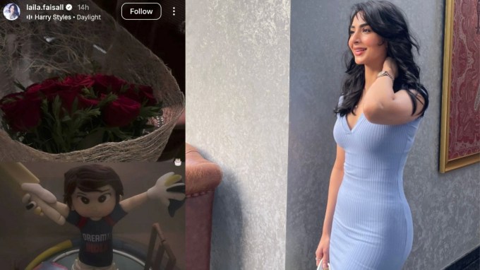 અભિષેકના બર્થ ડે પર લૈલાએ પોતાના ઇન્સ્ટા સ્ટેટસ પર કોઇને વિશ કર્યું છે પરંતુ તે કોણ છે તે સ્પષ્ટ થઇ શક્યું નથી. જોકે તેણે જે કેક લગાવી છે તેની ઈમેજમાં ક્રિકેટ પીચની સાથે સાથે ખેલાડીના હાથમાં બેટ છે જેમાં તે ઉજવણી કરી રહ્યો છે.(તસવીર - લૈલા ફઝલ ઇન્સ્ટાગ્રામ)