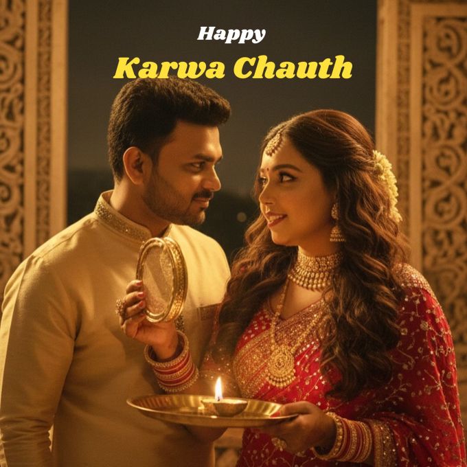 <strong>Karwa Chauth 2025 Wishes and Messages : કરવા ચોથ 2025 શુભેચ્છા સંદેશ</strong><br>કરવા ચોથ પરિણીત મહિલા માટે ખાસ દિવસ હોય છે. આસો વદ ચોથ તિથિ પર પરિણીત મહિલા પતિની લાંબી ઉંમર અને પ્રેમાણ લગ્નજીવન માટે કરવા ચોથ વ્રત કરે છે. કરવા ચોથ વ્રતમાં મહિલા આખો દિવસ કંઇ પણ ખાધા પીધા વગર આખો દિવસ ઉપવાસ કરે છે. ત્યારબાદ સાંજે કરવા ચોથની વ્રત કથા સાંભળે છે. છેલ્લે ચંદ્રની પૂજા કરી, પતિના હાથે પાણી પી કરવા ચોથ વ્રત તોડ છે. આજના આધુનિક સમયમાં લોકો સોશિયલ મીડિયા પર એકબીજાને તહેવારોની શુભેચ્છા પાઠવે છે. અહીં કરવા ચોથ શુભેચ્છા સંદેશ શાયરી આપી છે, જે તમારી પ્રિય મહિલાઓને મોકલી કરવા ચોથની શુભકામના પાઠવી શકાય છે. (Photo: Social Media)