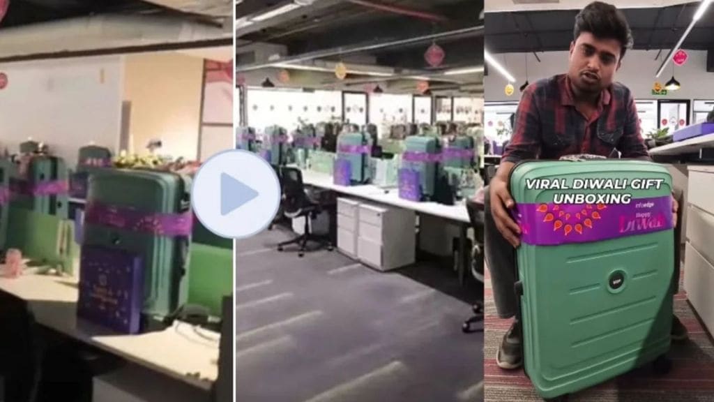 Diwali Video : ઓફિસની વાયરલ દિવાળી ગિફ્ટ સૂટકેસની અંદર શું છે; અનપેકિંગનો વીડિયો જોઈ લોકો ચોંકી ગયા