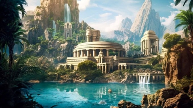 <strong>એટલાન્ટિસ</strong><br>એટલાન્ટિસ એક પૌરાણિક ટાપુ છે. તેના અસ્તિત્વ અંગે ઇતિહાસકારોમાં હજુ પણ ચર્ચા થાય છે. શહેરના ચોક્કસ સ્થાન અંગે વિવિધ મંતવ્યો છે. એવું માનવામાં આવે છે કે ગ્રીક ઇતિહાસકાર પ્લેટોએ સૌપ્રથમ તેનું વર્ણન 360 બીસીમાં કર્યું હતું. એવું કહેવાય છે કે એટલાન્ટિસ તેના સમયનું સૌથી ખુશ શહેર હતું, જે 10,000 વર્ષ પહેલાં સમુદ્રમાં ડૂબી ગયું હતું. એટલાન્ટિસ આજે પણ એક રહસ્ય બનેલું છે. (તસવીર: સોશિયલ મીડિયા)